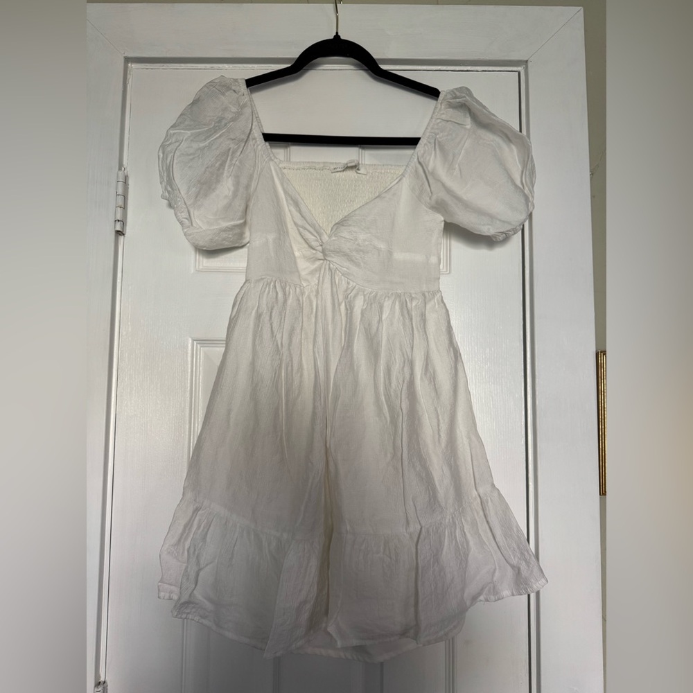 White Puff Sleeve Dress
